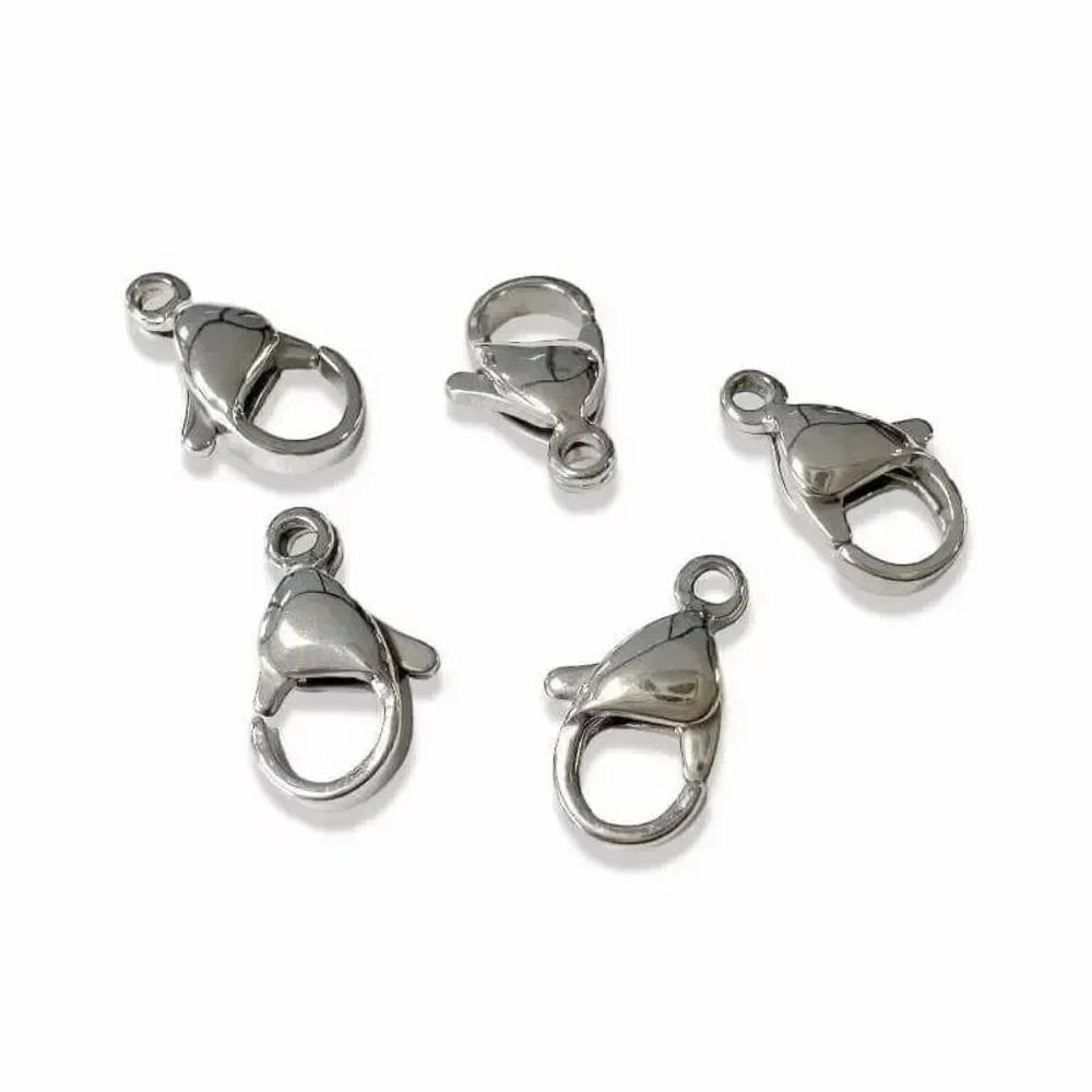 Bijoux - Fermoirs Mousqueton en Acier Inoxydable Argentés 6x12mm x50 - ARABESK