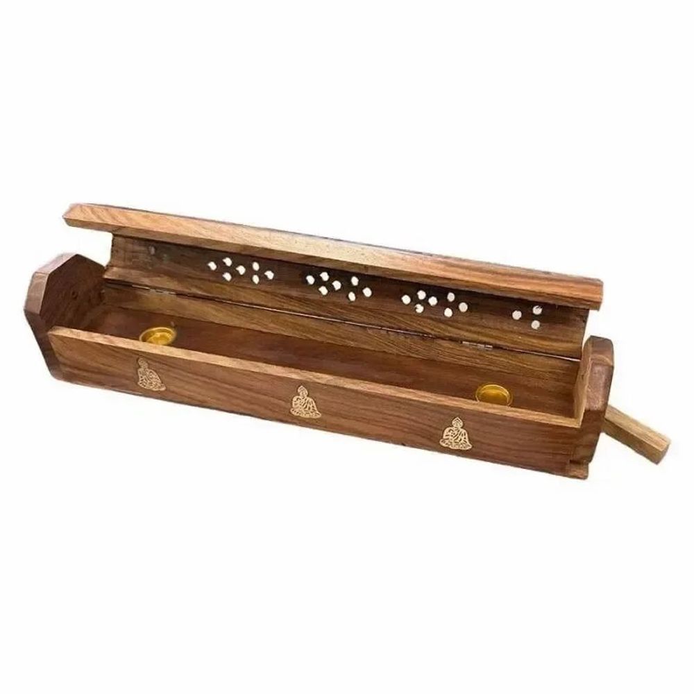 Senteurs - Porte Encens Coffret en Bois de Sheesham Bouddha 30cm x2 - ARABESK
