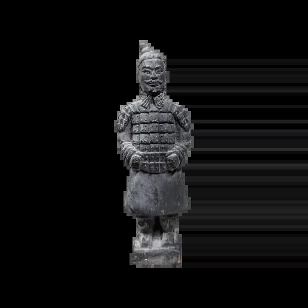 Sculptures, statuettes and miniatures - Black Terracotta Warrior Statue 12cm - ARABESK