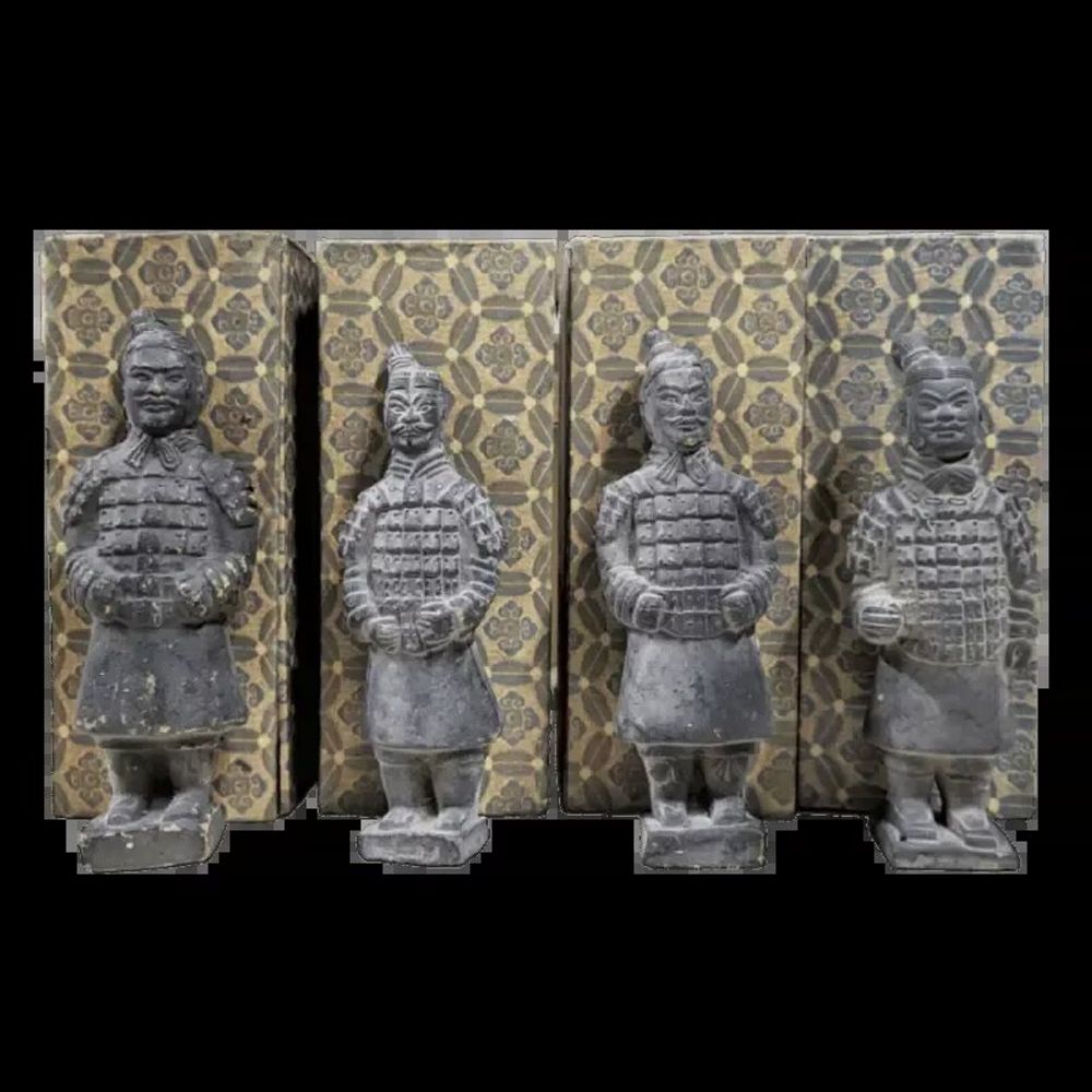 Sculptures, statuettes and miniatures - Black Terracotta Warrior Statue 12cm - ARABESK