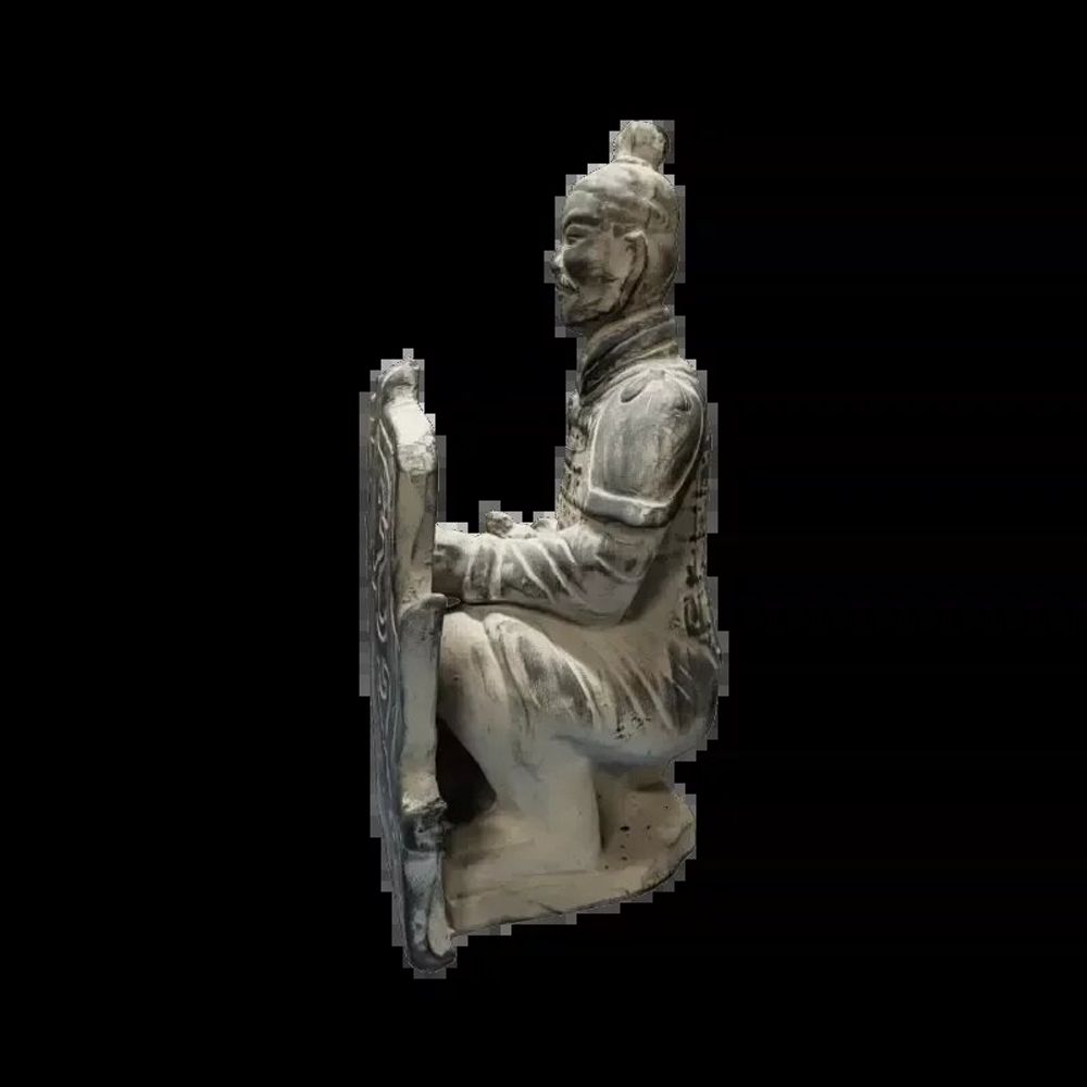 Sculptures, statuettes and miniatures - Black Archer Statue with Terracotta Shield Kneeling 35cm - ARABESK