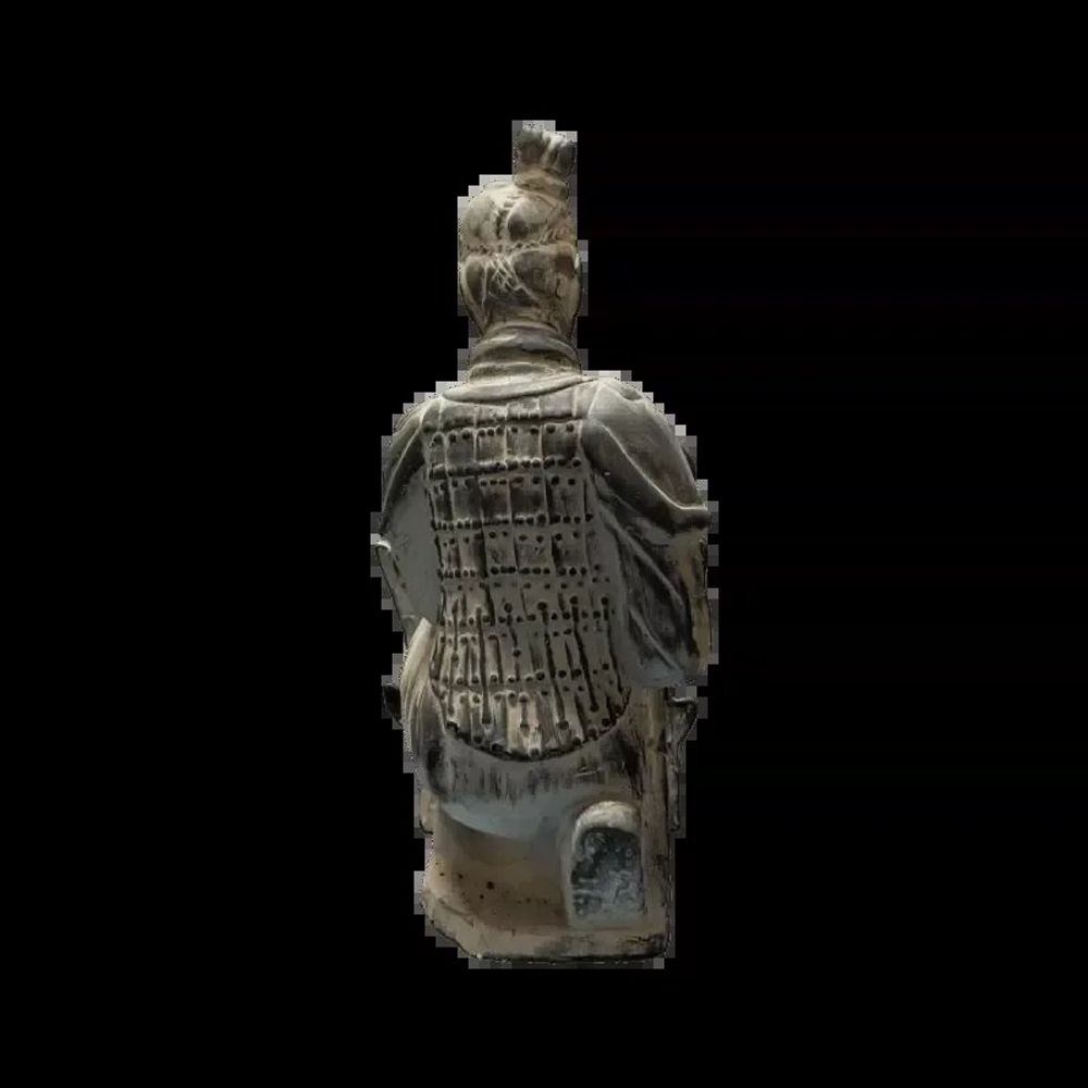 Sculptures, statuettes and miniatures - Black Archer Statue with Terracotta Shield Kneeling 35cm - ARABESK