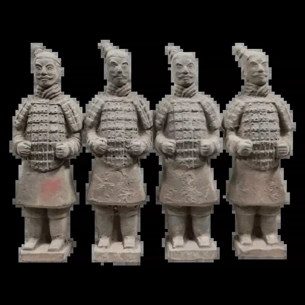 Sculptures, statuettes and miniatures - Antique Colorful Terracotta Warrior Statue 16cm X 4 pcs - ARABESK
