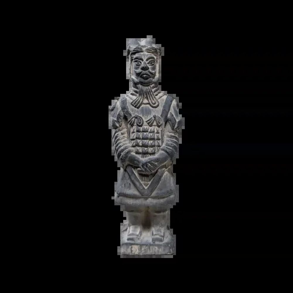 Sculptures, statuettes and miniatures - Black Terracotta Warrior Statue 12cm - ARABESK