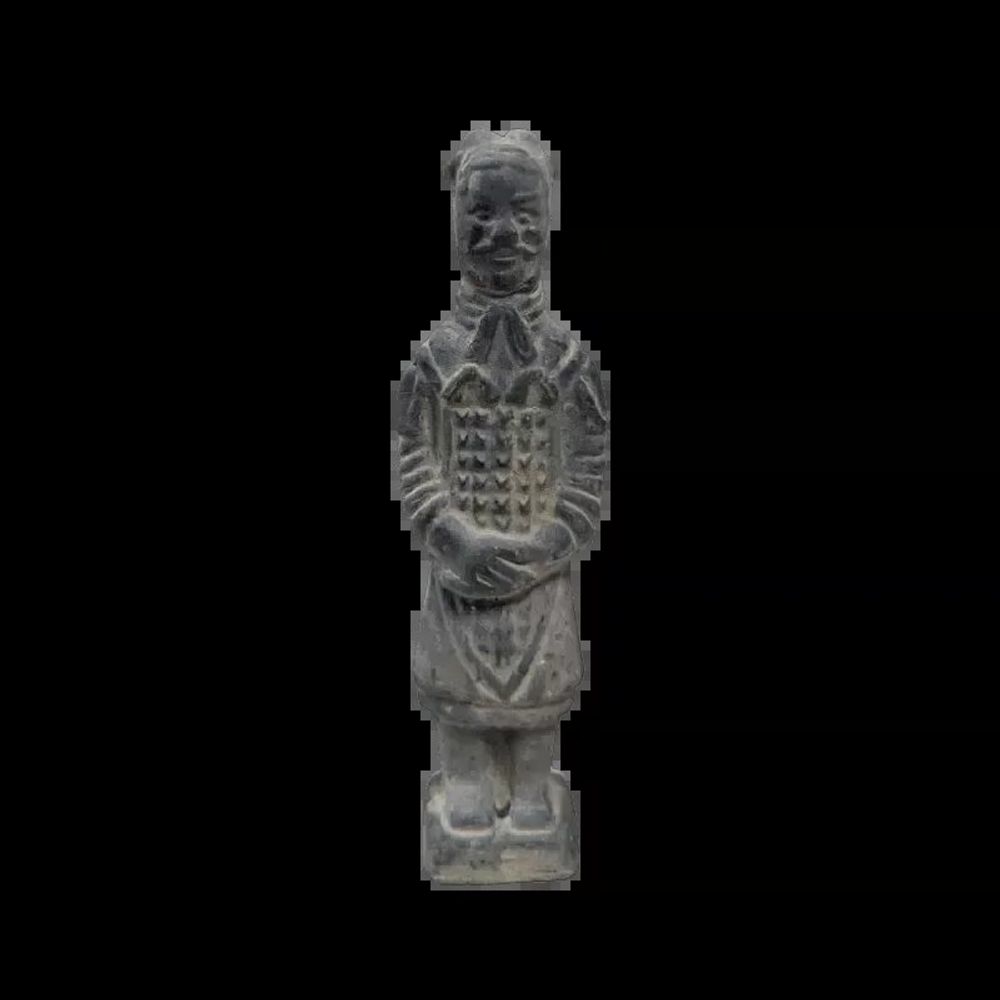 Sculptures, statuettes and miniatures - Black Terracotta Warrior Statue 12cm - ARABESK
