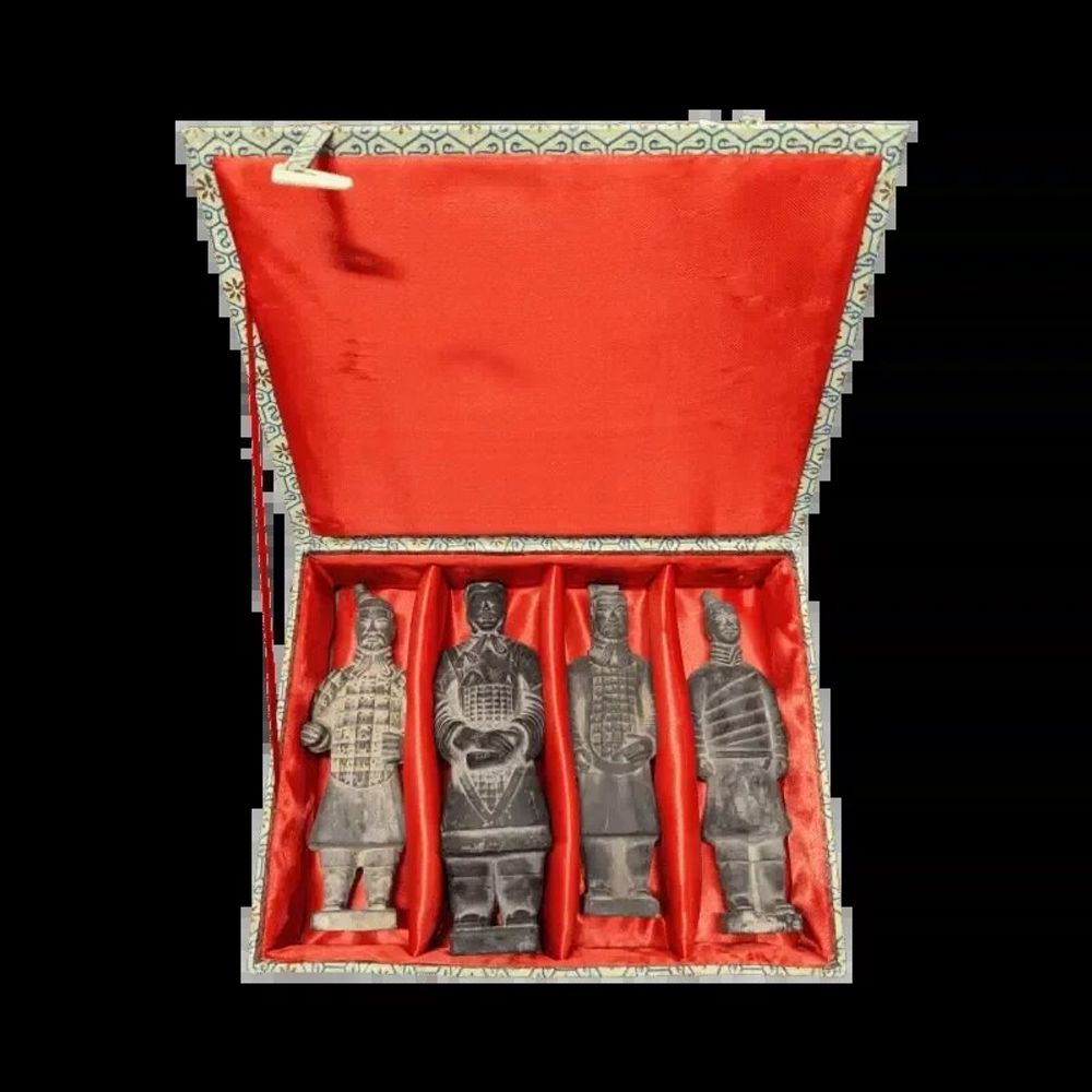Sculptures, statuettes et miniatures - Coffret de 4 statues noires de Guerriers impériaux en terracotta 15cm - ARABESK