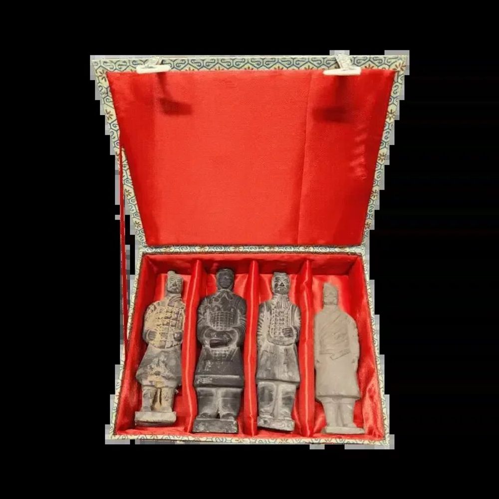Sculptures, statuettes et miniatures - Coffret de 4 statues noires de Guerriers impériaux en terracotta 15cm - ARABESK