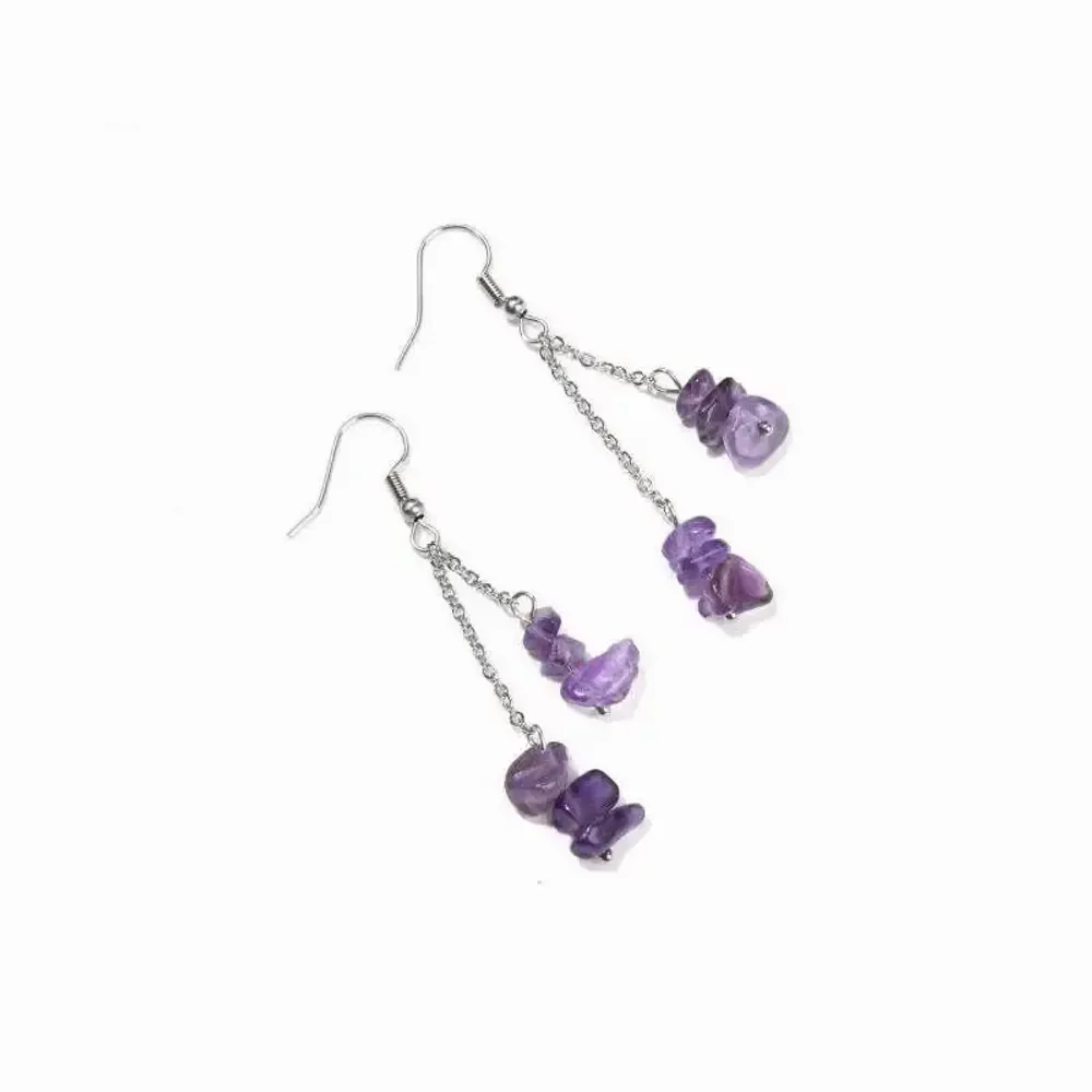 Jewelry - Baroque Silver Earrings in Amethyst Stainless Steel 6cm - ARABESK