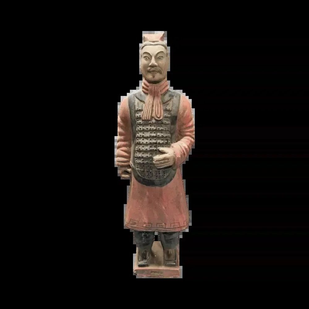 Sculptures, statuettes and miniatures - Antique Colorful Terracotta Warriors with Armor Statue 38cm - ARABESK