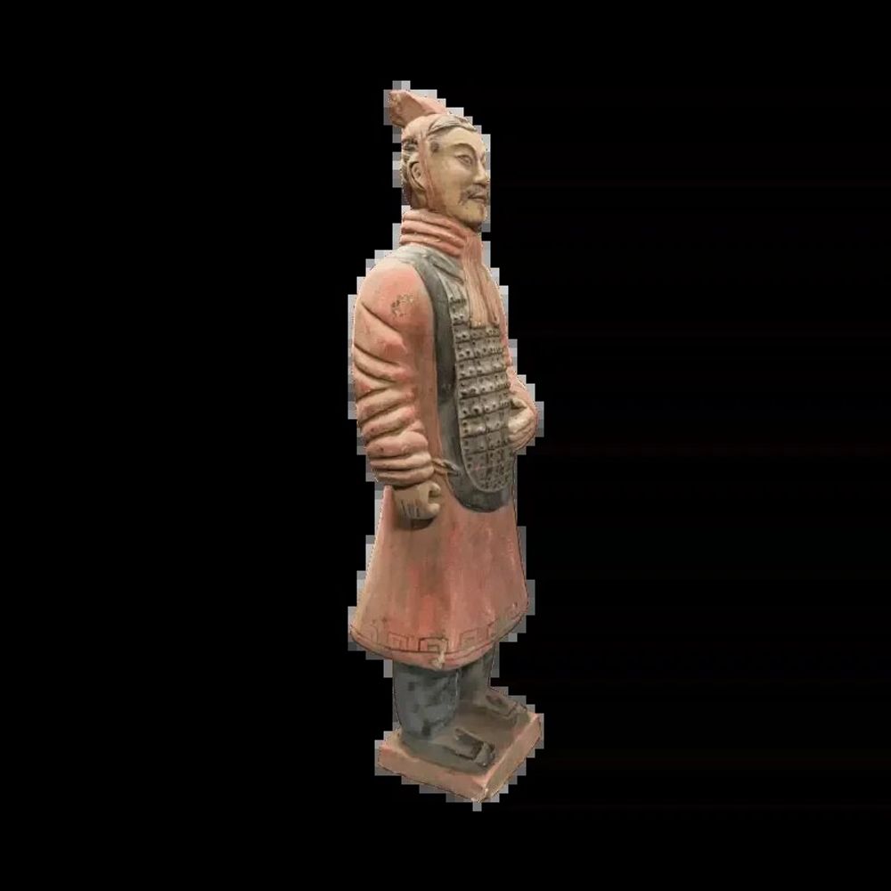 Sculptures, statuettes and miniatures - Antique Colorful Terracotta Warriors with Armor Statue 38cm - ARABESK