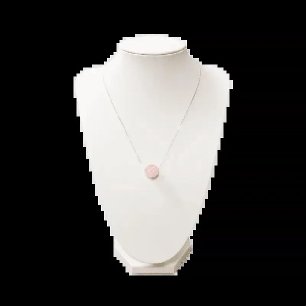 Bijoux - Collier Argent 925 Quartz Rose A Boule 12mm - ARABESK