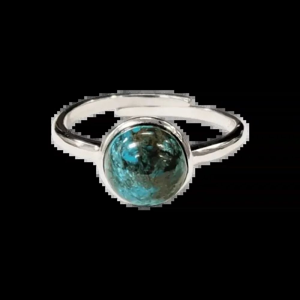 Bijoux - Bague Argent 925 Ajustable Ronde Chrysocolle A+ 8mm - ARABESK
