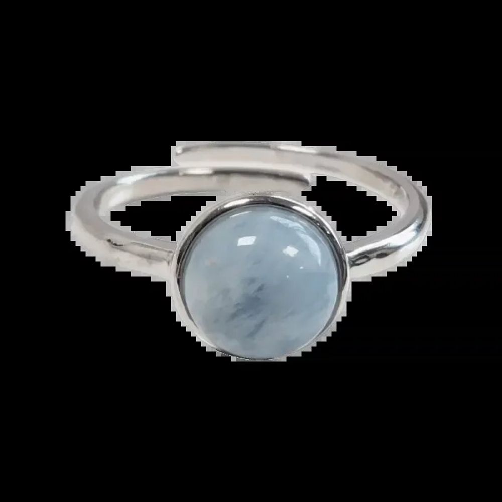 Bijoux - Bague Argent 925 Ajustable Ronde Aigue Marine AA 8mm - ARABESK