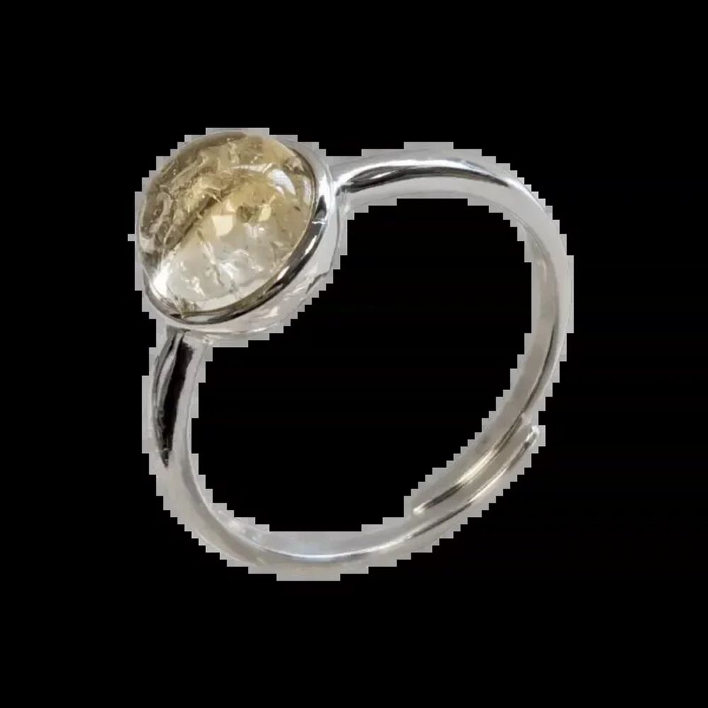 Bijoux - Bague Argent 925 Ajustable Ronde Citrine Naturelle AA 8mm - ARABESK