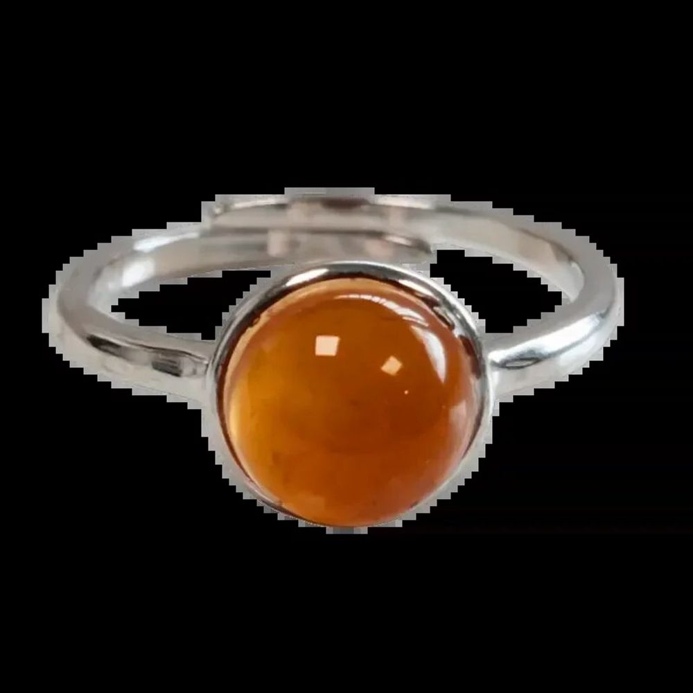 Jewelry - 925 Silver Ring Adjustable Round Carnelian A+ 8mm - ARABESK