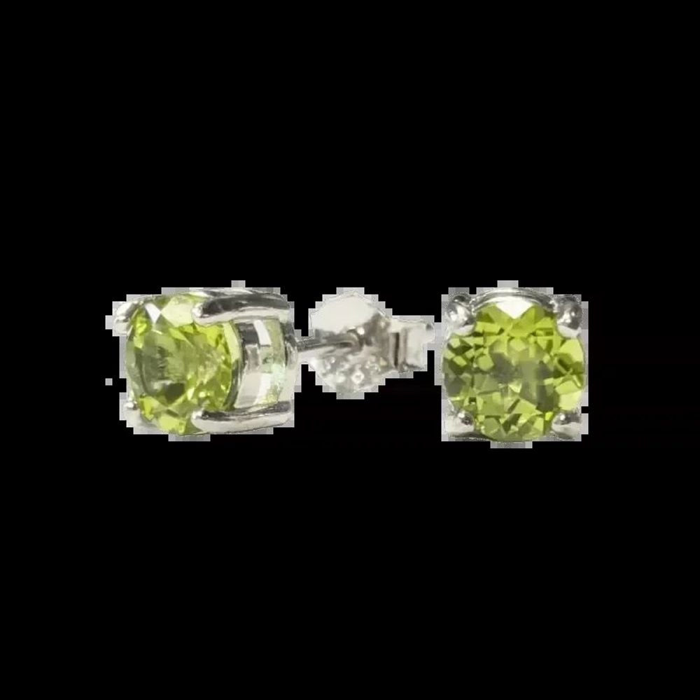 Bijoux - Boucles d'Oreilles Rondes Solitaire Argent 925 Péridot Facetté AA 5mm - ARABESK