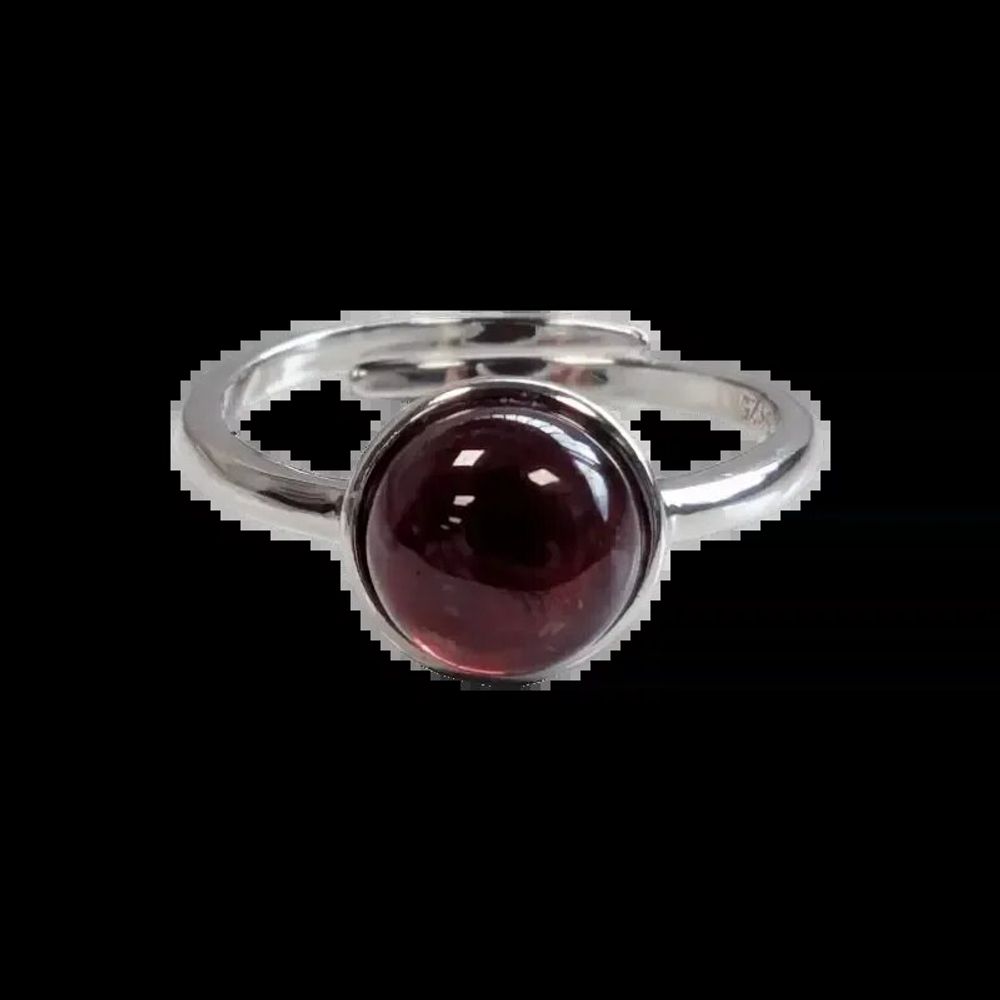 Bijoux - Bague Argent 925 Ajustable Ronde Grenat Rouge AA 8mm - ARABESK