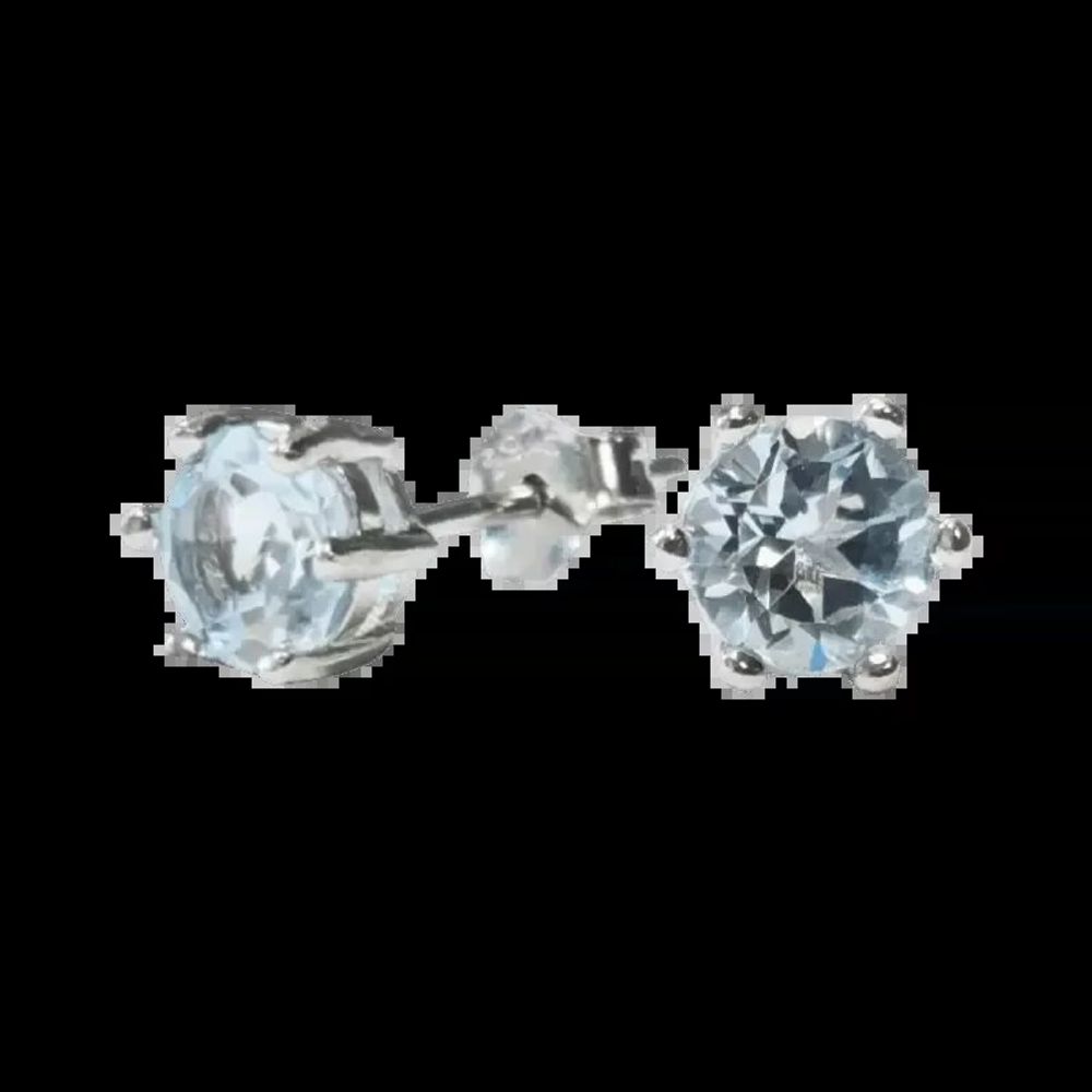 Bijoux - Boucles d'Oreilles Rondes Solitaire Argent 925 Topaze Bleue Facettée AA 5mm - ARABESK