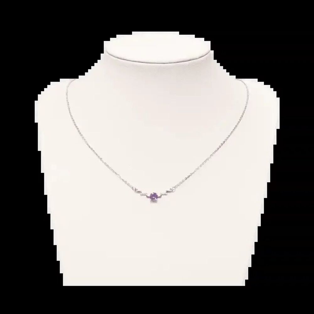 Jewelry - 925 Silver Necklace Amethyst and Faceted Rhinestones AA 5mm - ARABESK