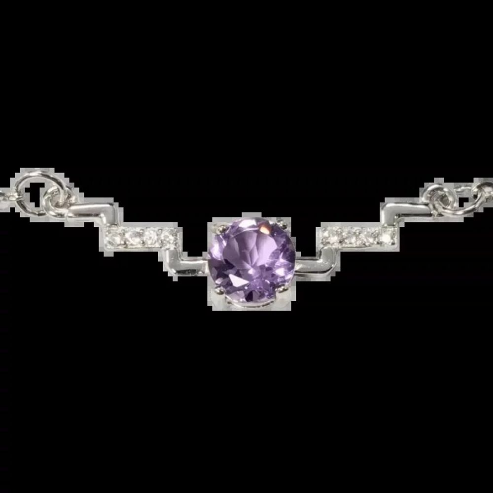 Jewelry - 925 Silver Necklace Amethyst and Faceted Rhinestones AA 5mm - ARABESK
