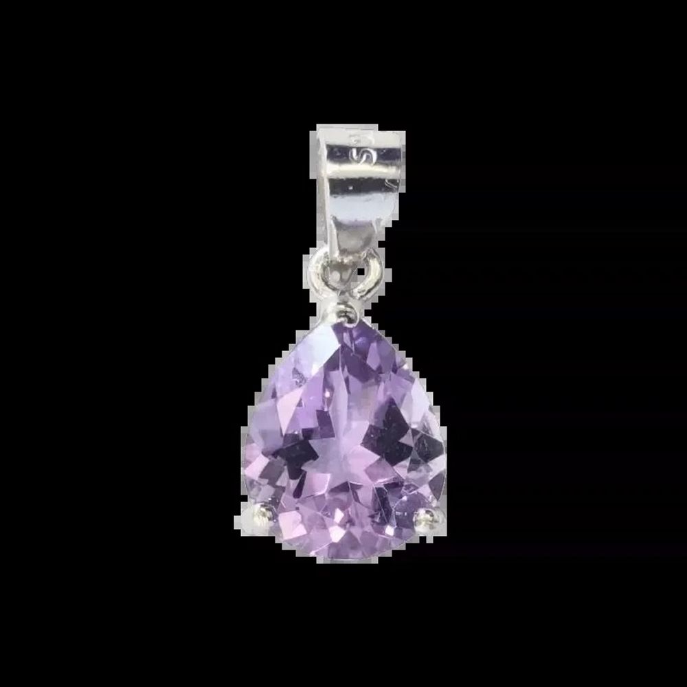 Jewelry - 925 Silver Drop Pendant Amethyst AA Faceted 8x10 mm - ARABESK