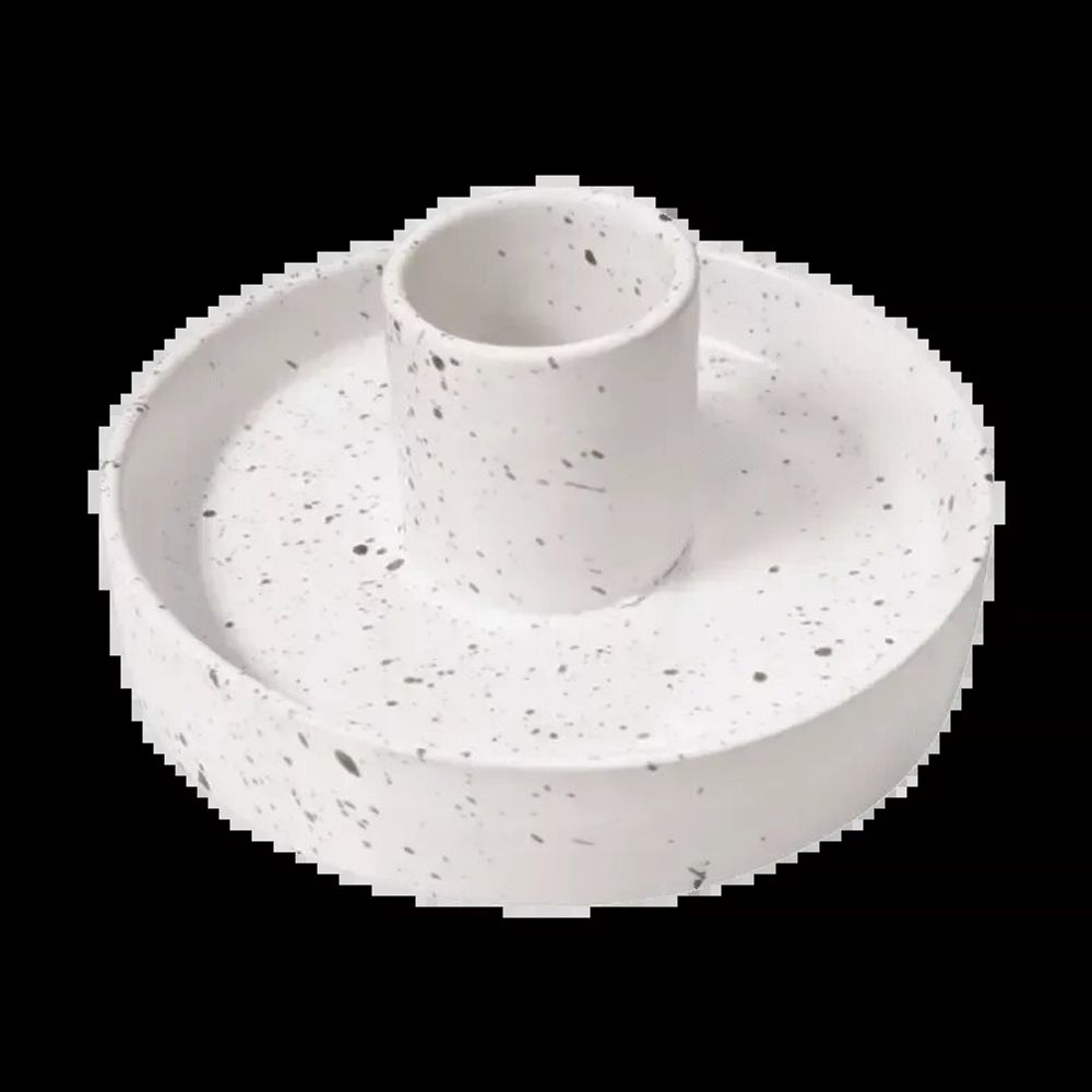 Scents - White Spotted Ceramic Incense Holder for Palo Santo 10.50cm - ARABESK