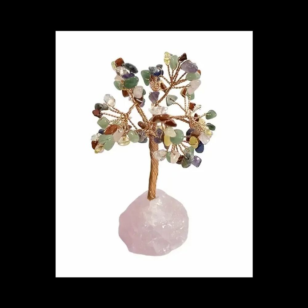 Jewelry - Tree of Life 7 Chakras on Druse Rose Quartz 12-13cm - ARABESK