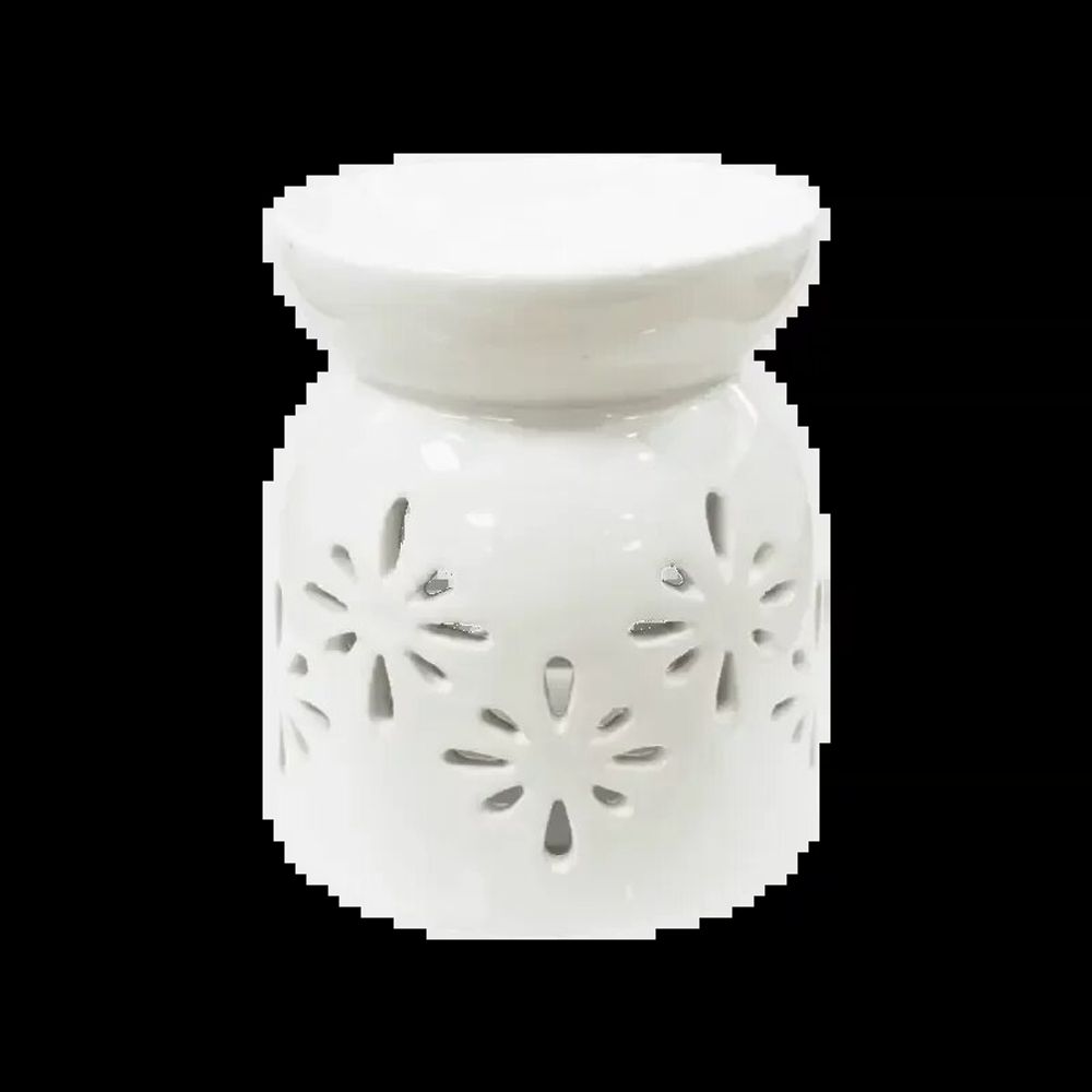 Senteurs - Brûleur Huile Céramique Blanc Ajouré 8.5cm - ARABESK