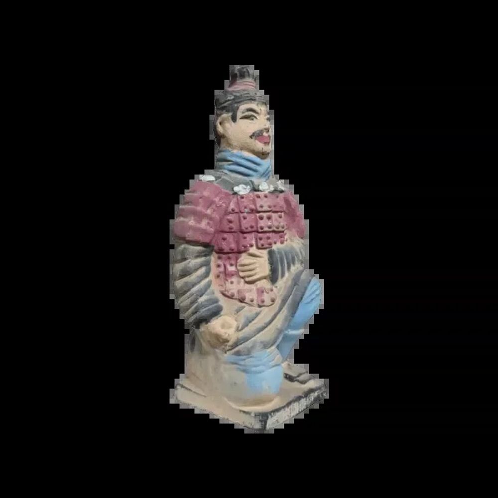Sculptures, statuettes et miniatures - Statue Colorée Antique Archer Agenouillé en Terracotta 13 cm - ARABESK