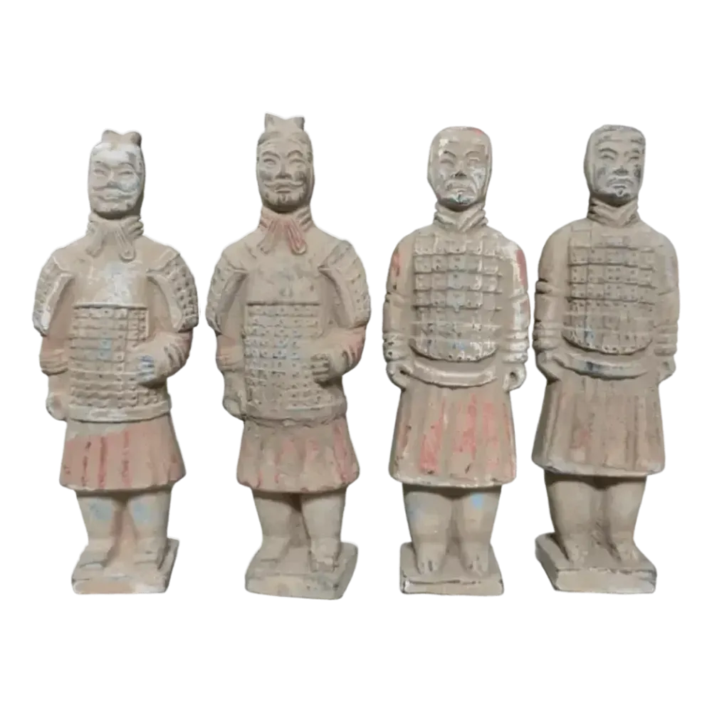 Sculptures, statuettes et miniatures - Statue Colorée Antique en Terracotta Guerrier Mix 16cm X 4 pcs - ARABESK
