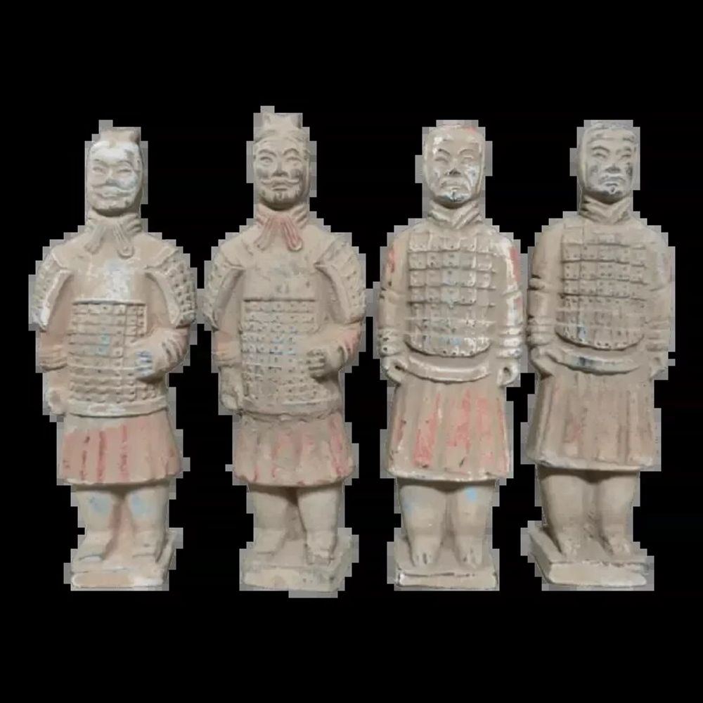 Sculptures, statuettes et miniatures - Statue Colorée Antique en Terracotta Guerrier Mix 16cm X 4 pcs - ARABESK