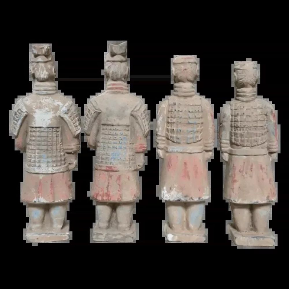 Sculptures, statuettes et miniatures - Statue Colorée Antique en Terracotta Guerrier Mix 16cm X 4 pcs - ARABESK