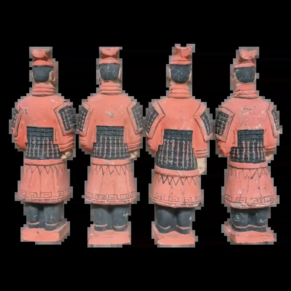 Sculptures, statuettes and miniatures - Antique Colorful Statue Warriors with Armor in Terracotta 15cm x 4 pcs - ARABESK