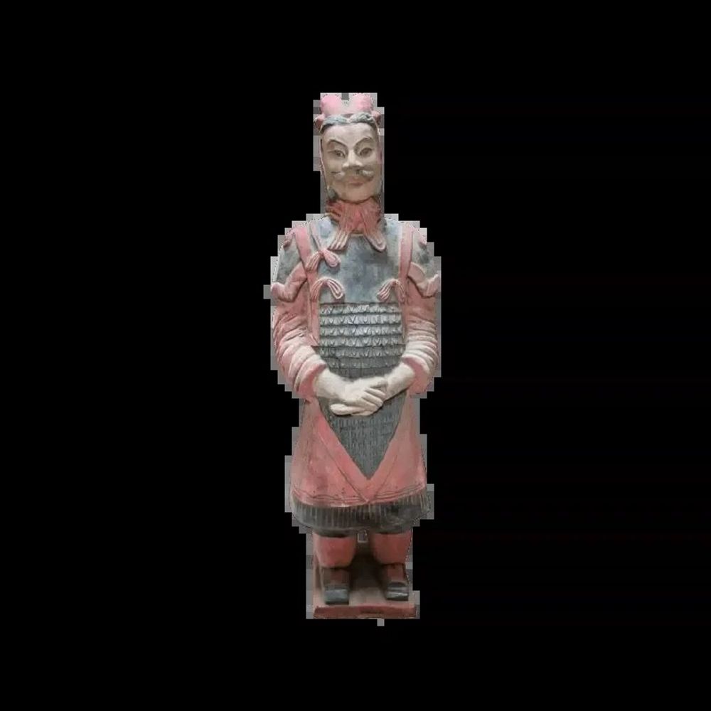 Sculptures, statuettes et miniatures - Statue Colorée Antique en Terracotta Général 38cm - ARABESK