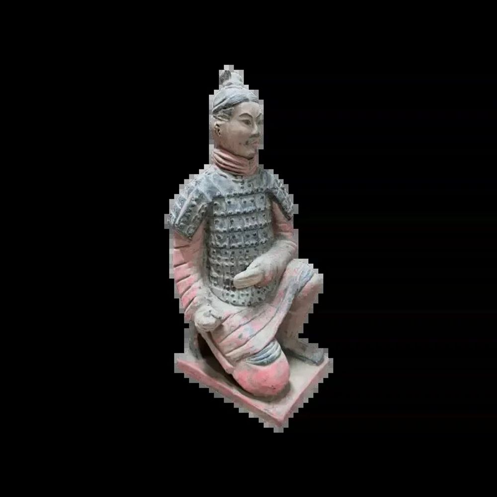 Sculptures, statuettes et miniatures - Statue Colorée Antique Archer Agenouillé en Terracotta 22 cm - ARABESK