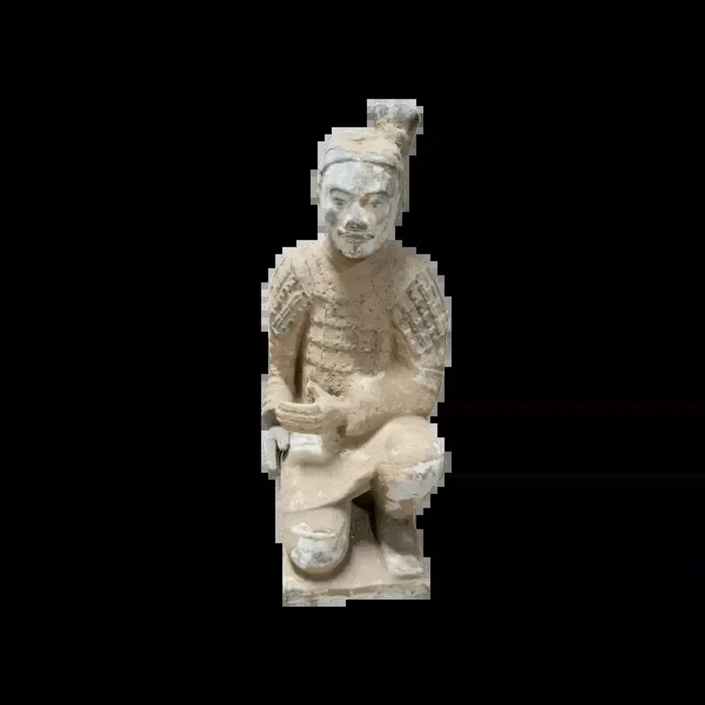 Sculptures, statuettes et miniatures - Statue Colorée Antique Archer Agenouillé en Terracotta 26 cm - ARABESK