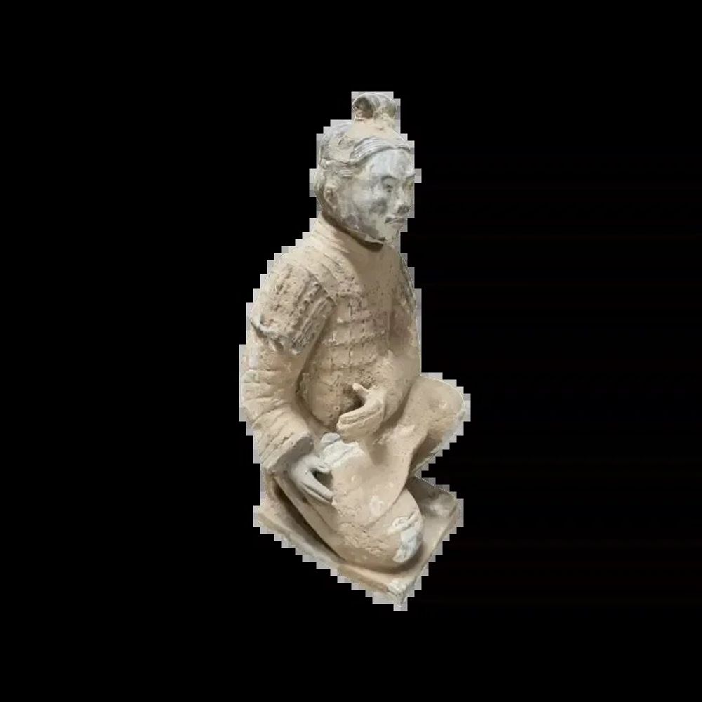 Sculptures, statuettes et miniatures - Statue Colorée Antique Archer Agenouillé en Terracotta 26 cm - ARABESK