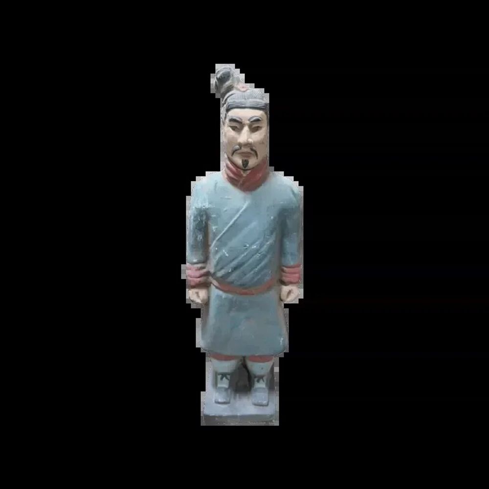 Sculptures, statuettes et miniatures - Statue Colorée Antique en Terracotta Guerrier 25cm - ARABESK