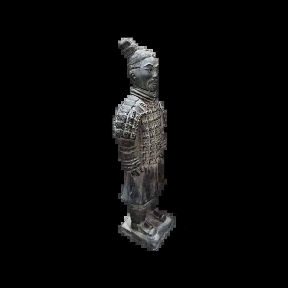 Sculptures, statuettes and miniatures - Black Terracotta Warrior Statue 25cm - ARABESK