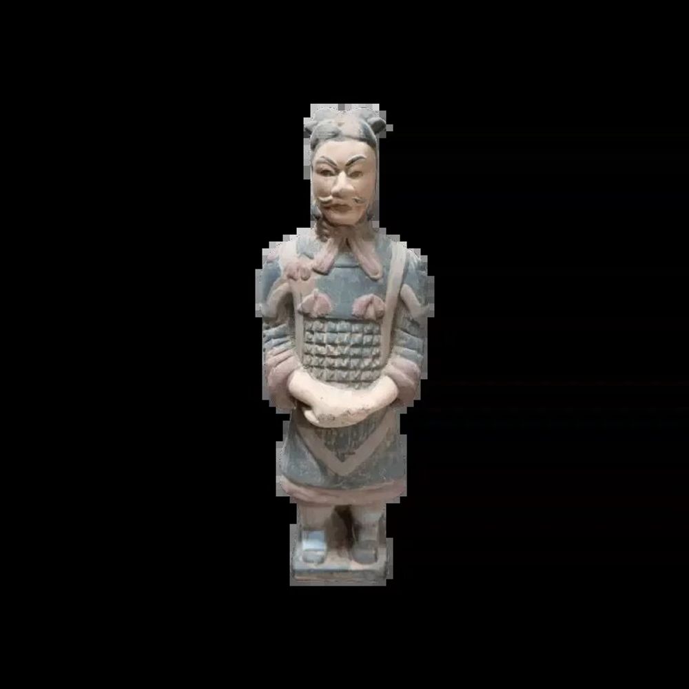Sculptures, statuettes et miniatures - Statue Colorée Antique en Terracotta Général 22cm - ARABESK