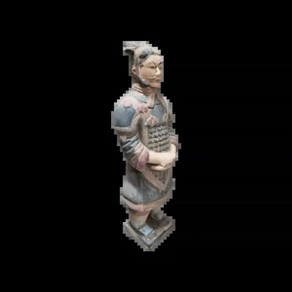 Sculptures, statuettes et miniatures - Statue Colorée Antique en Terracotta Général 22cm - ARABESK