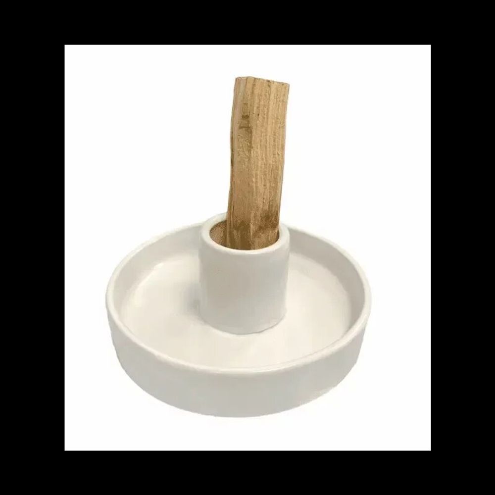 Scents - White Ceramic Incense Holder for Palo Santo 10.50cm - ARABESK
