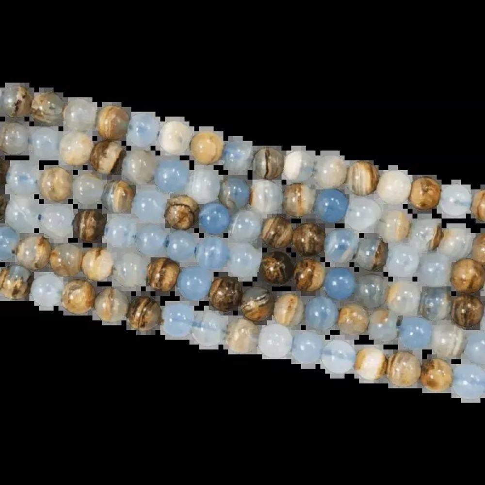 Jewelry - Blue Calcite Mix AA 6mm on 40cm wire - ARABESK