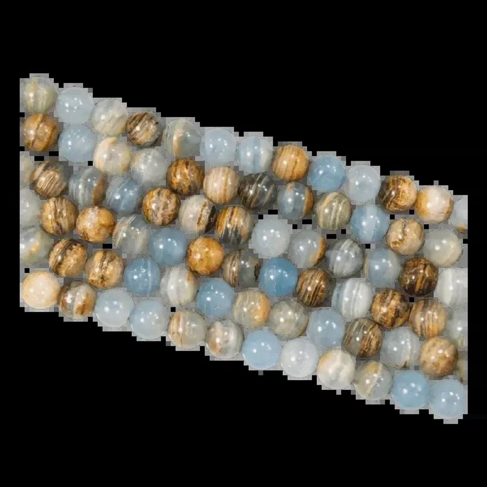 Bijoux - Calcite Bleue Mix AA 8mm sur fil 40cm - ARABESK