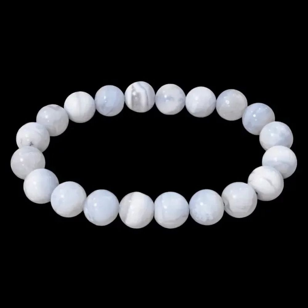 Bracelets - Blue Chalcedony Bracelet Ribbon A beads 10mm - ARABESK