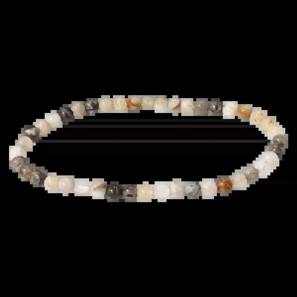 Bracelets - Bracelet Agate Plume perles 4mm - ARABESK