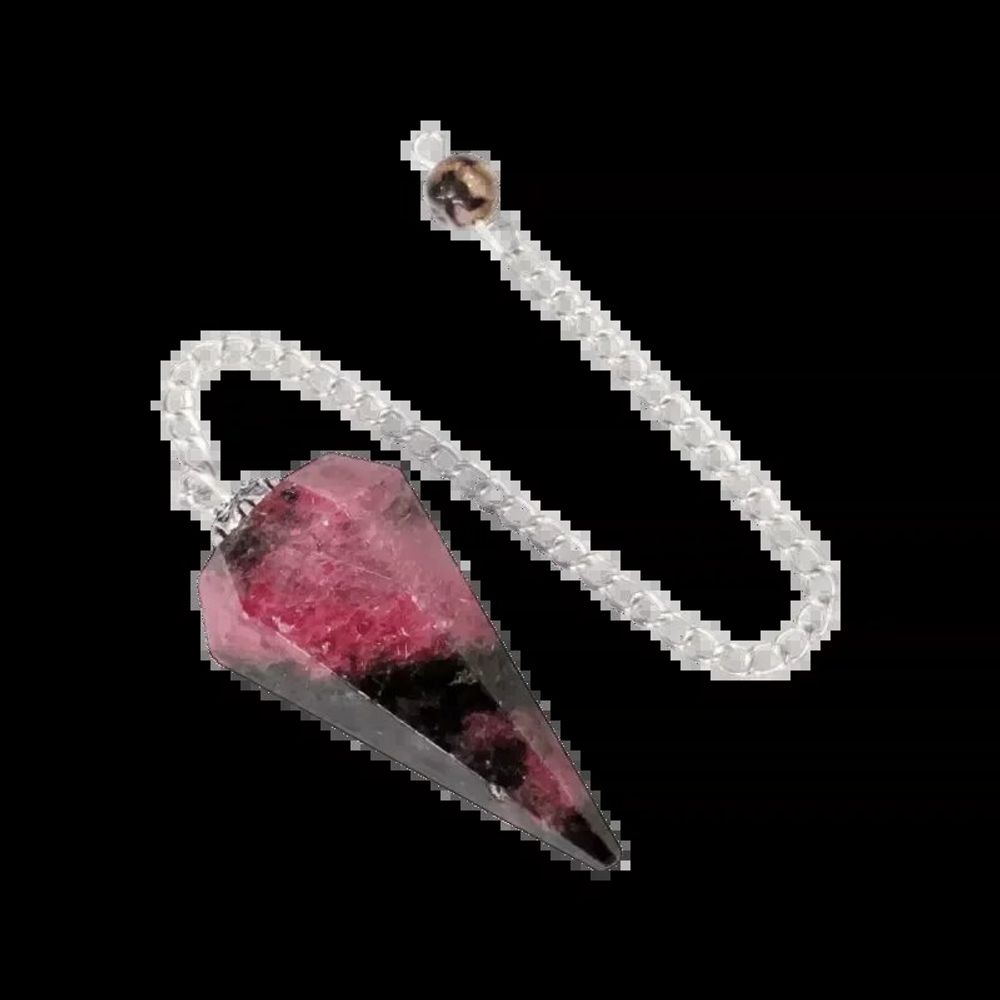 Bijoux - Pendule Rhodonite Conique 6 faces - ARABESK