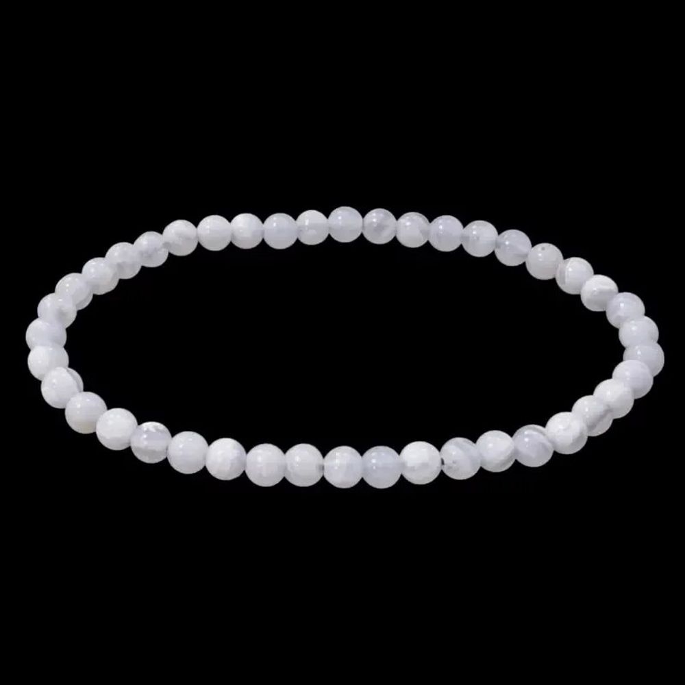 Bracelets - Bracelet Calcédoine Bleue Rubanée AA perles 4.5mm - ARABESK
