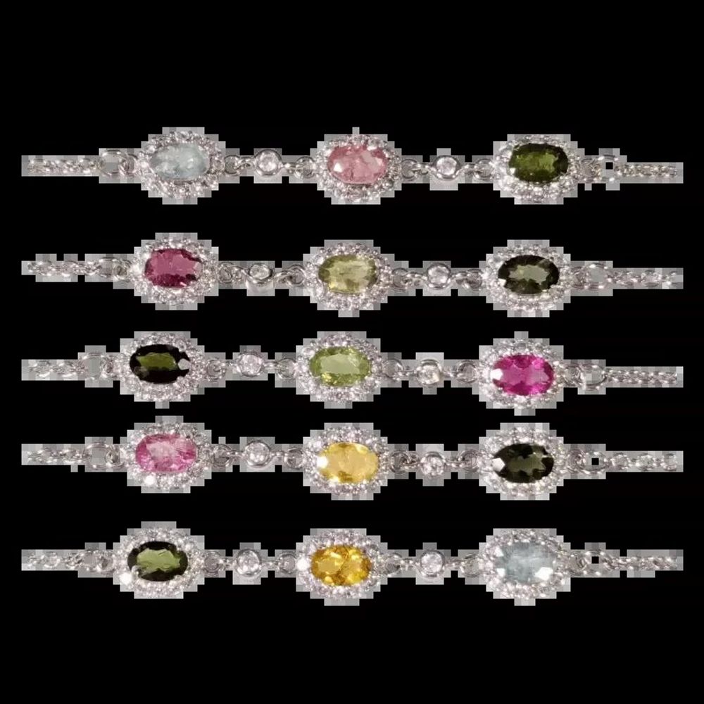 Bracelets - Oval Multicolor Tourmaline Bracelet in Copper 20cm - ARABESK