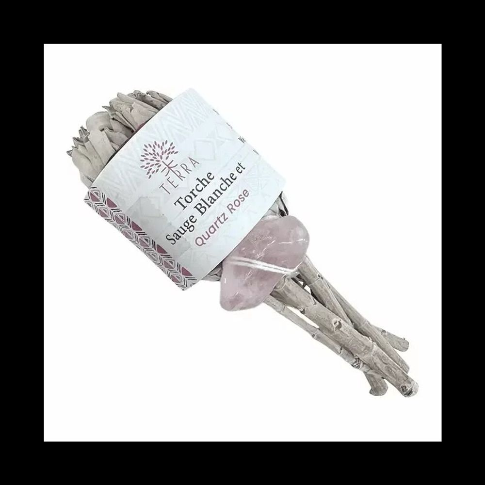 Scents - White Sage Petal Torch with Rose Quartz 25-30g 11cm - ARABESK